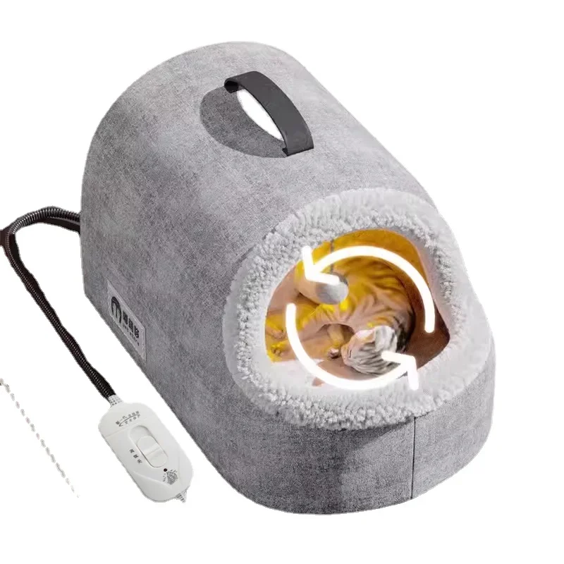 Premium Snug Heated Cat BedEnclosed Design Adjustable Temperature Control Plush Material Ultimate Comfort for Cats