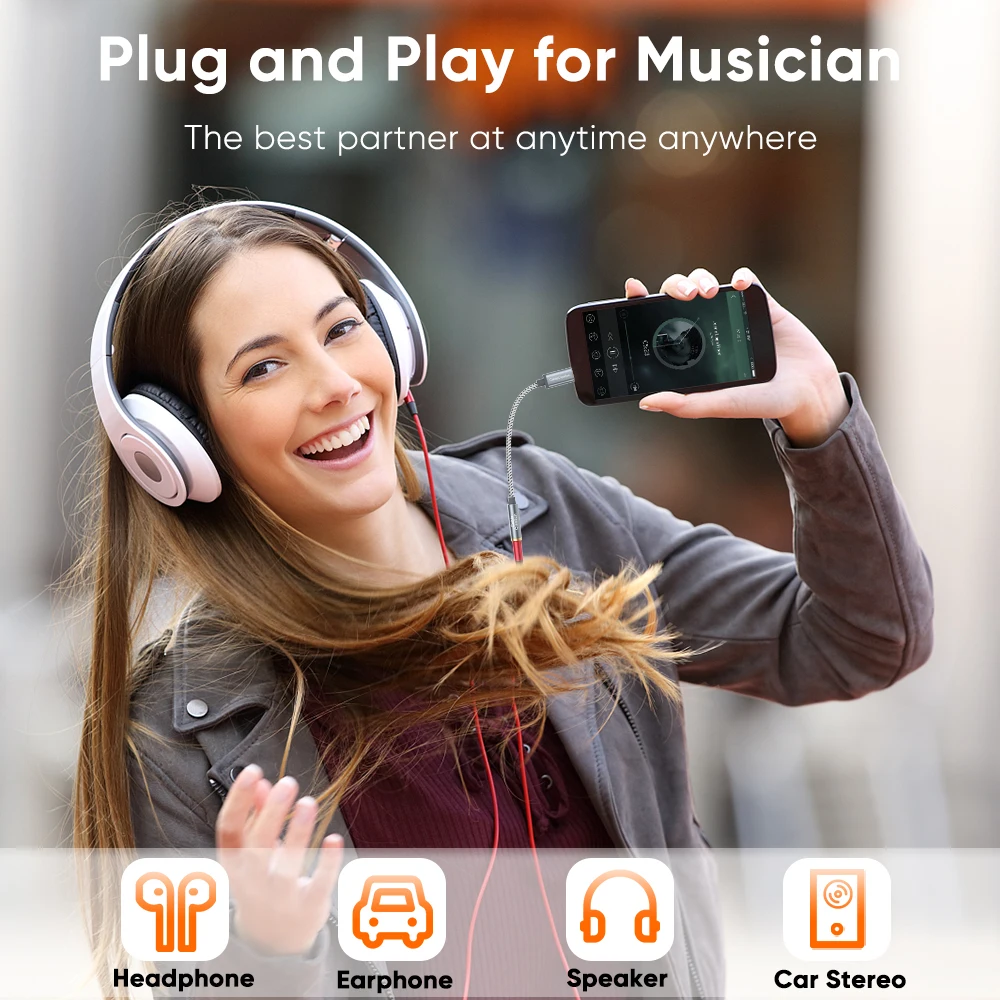 CableCreation USB نوع C إلى 3.5 مللي متر جاك Aux سماعات محول USB C إلى الصوت كابل لباد برو سامسونج غالاكسي موتورولا شاومي