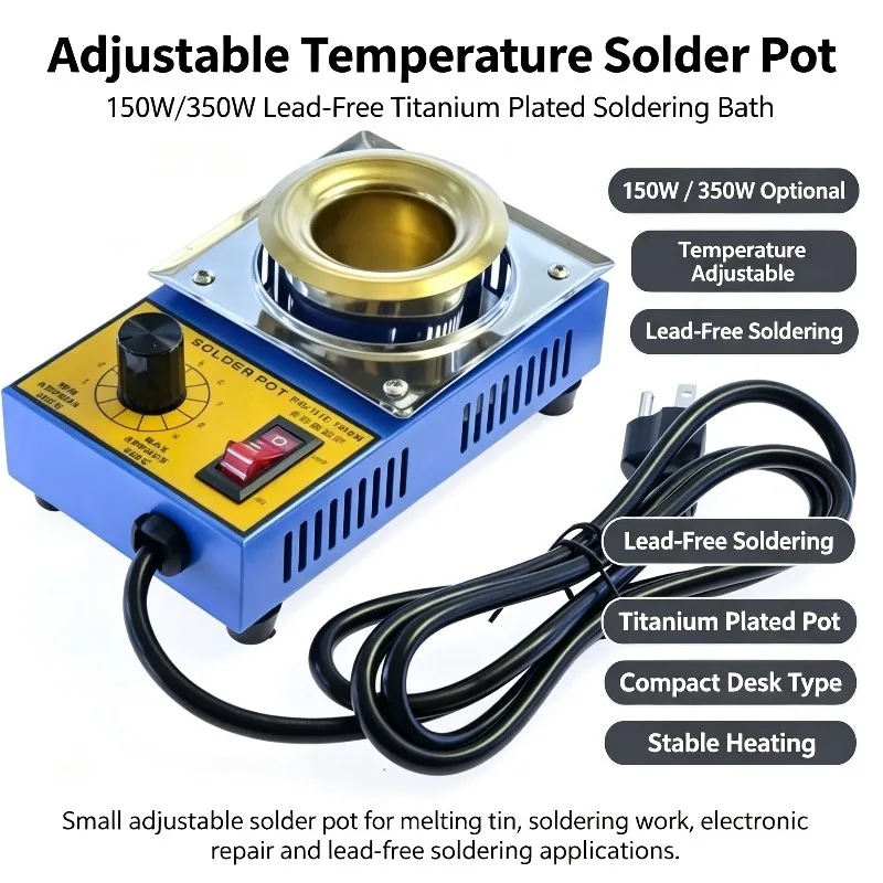 Tin pot tin furnace Soldering Pot 300W/100W Solder Pot Titanium Alloy Melting Tin  Adjustable Temperature Desoldering Bath Tool