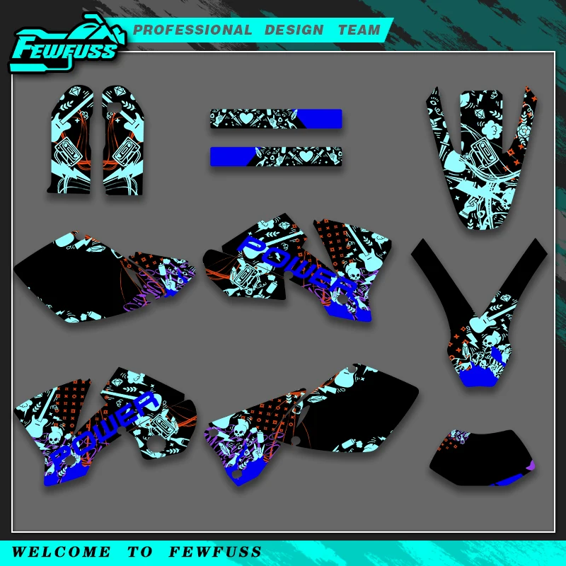 

Fewfuss для KTM SX SXF 2001 2002 EXC 2001 2002, графические наклейки, наклейки для мотоцикла, фон, индивидуальный номер