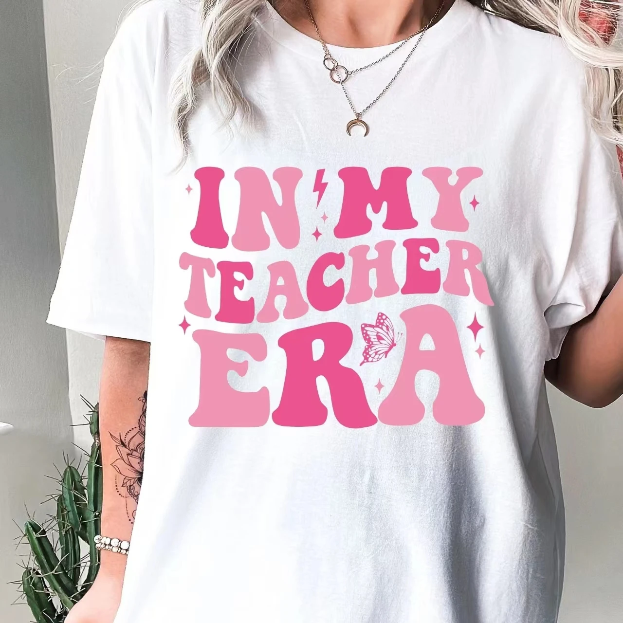 2024 New Individuality Fashion Teachers' Day Women Shirt Funny in My Teacher Era Female T-shirt Street Casual All-match Girl Tee