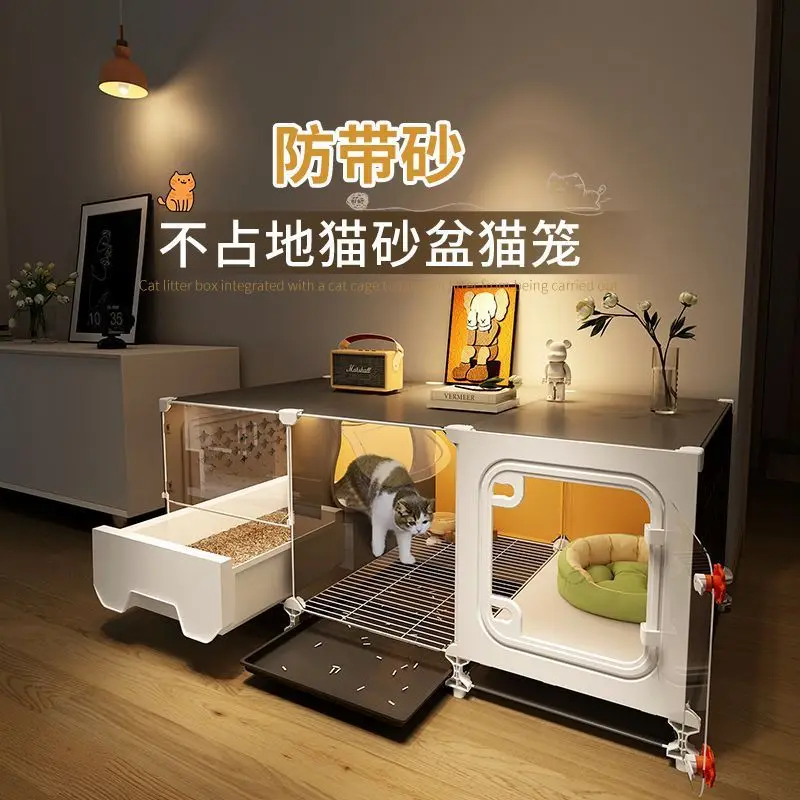 cat cage, toilet integrated, does not occupy a small cat cabinet, household indoor villa nest