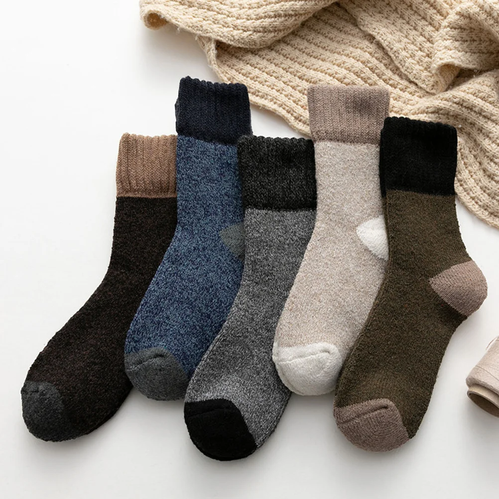 

5pcs Men Thick Winter Hiking Breathable Winter Outdoor Outdoor Breathable Sports Mens Warm Men Warm Socks Socks