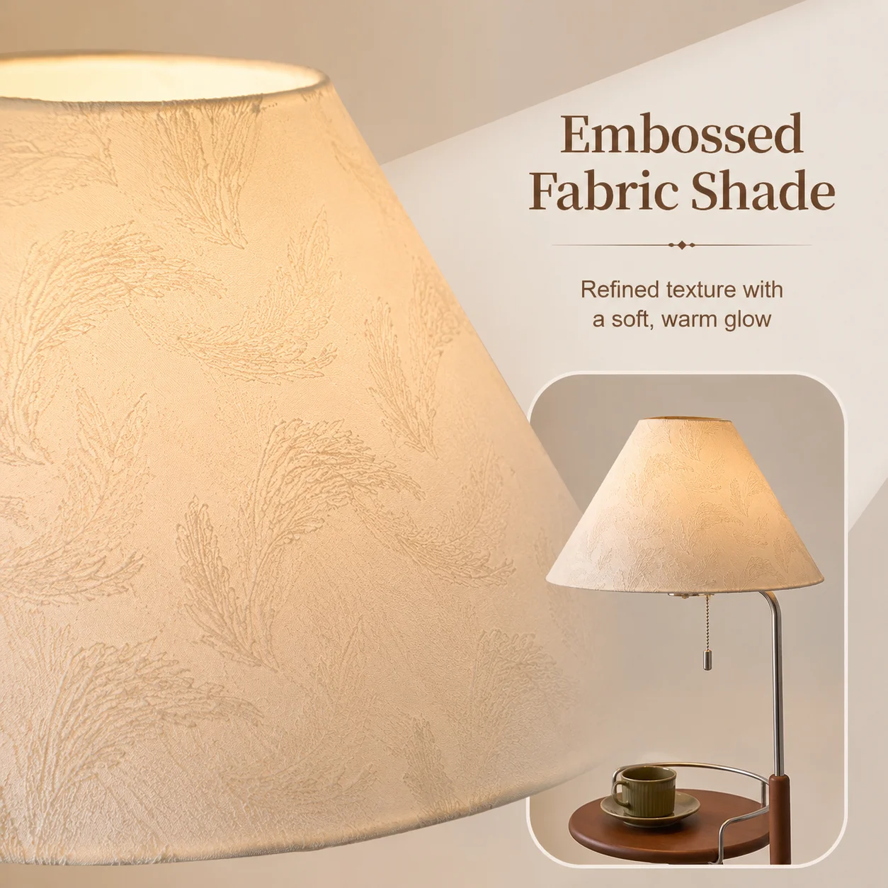Floor Lamp with Table, Night Stand with Lamp, Narrow Side Table with LED Bulb, Small Coffee Table, Modern End Table Home Décor