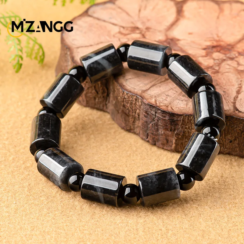 

Natural Jadeite Black Chicken Seed Road Lutong Hand String Ice Seed Jade Bead Bracelet Fashion Jewelry Gift for Men and Women