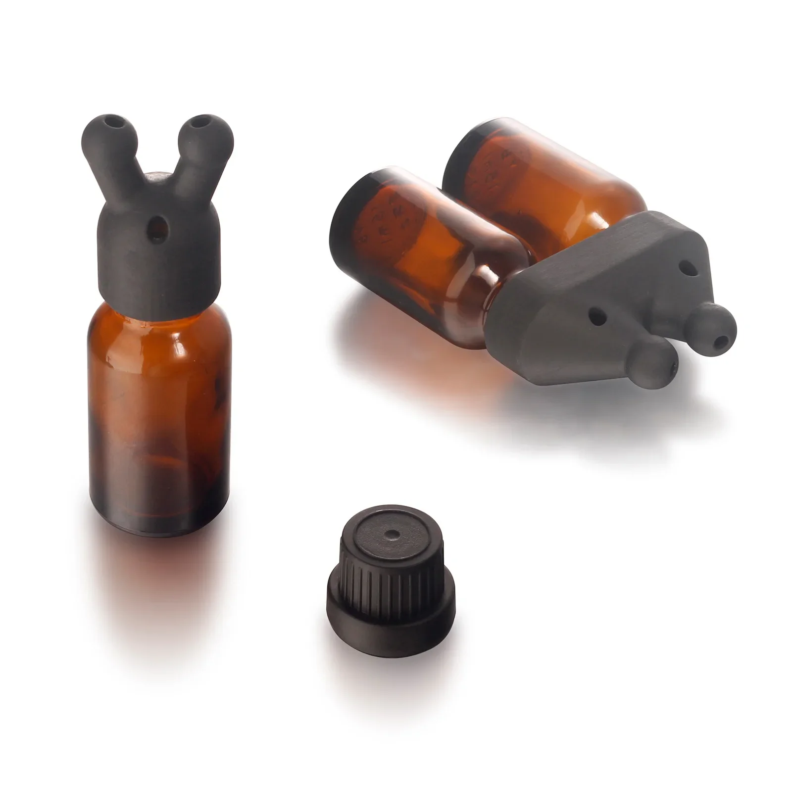 Essential Oil and Perfume Inhaler in Separate Bottles Leakproof Aroma Essential Oil Lnhaler Cap Black, Double and Sole