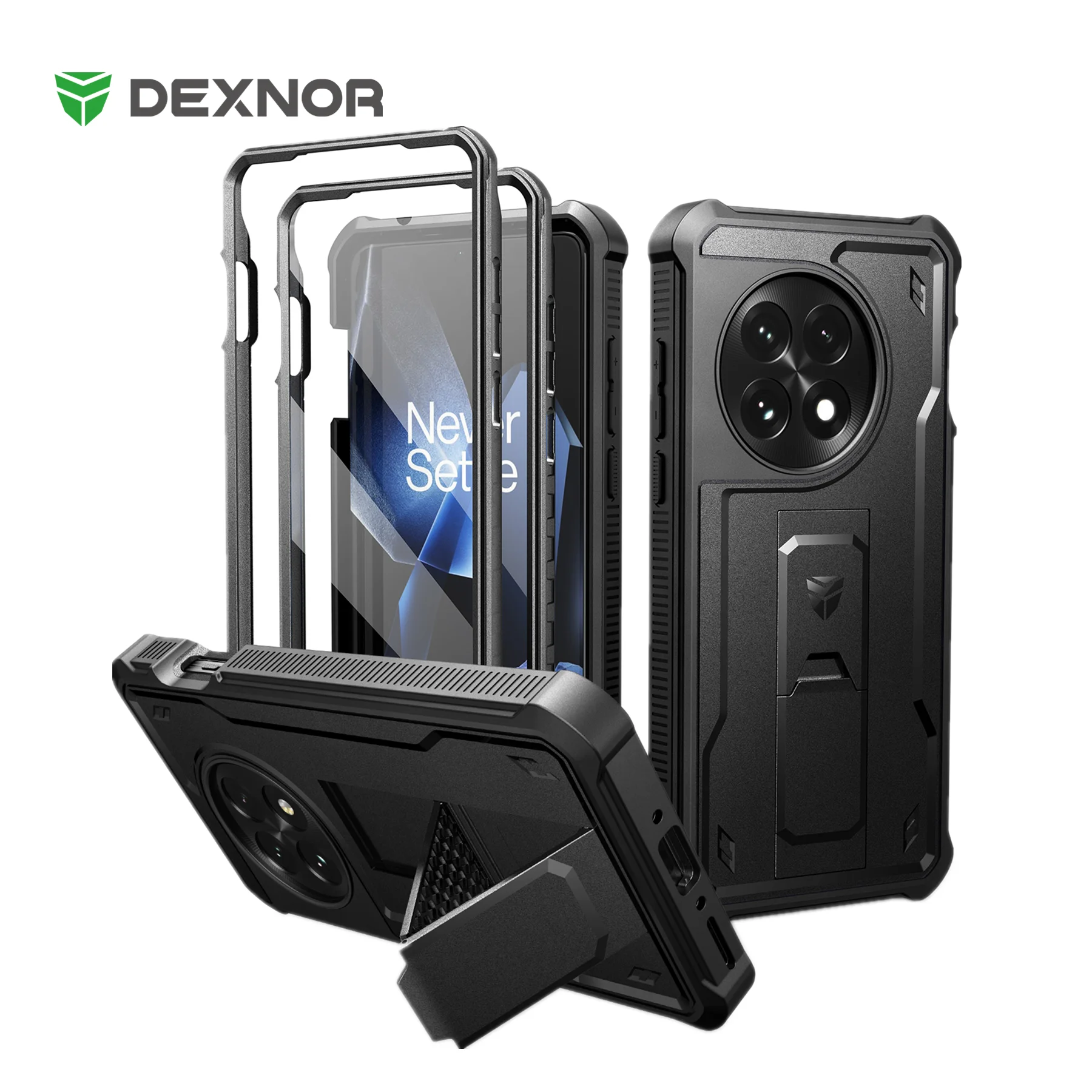 For OnePlus 13 5G (2025) Case Full Body Bumper Military Grade Armor Shockproof Shell Case Bracket with Built in Screen Protector