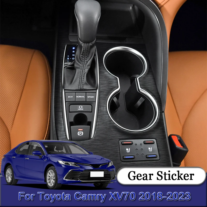 Pasuje do Toyota Camry XV70 2018-2023 Naklejka na panel przekładni samochodowej Folia ochronna na skrzynię biegów Włókno węglowe Czarna naklejka na wnętrze samochodu