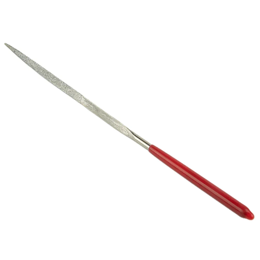 Wood Plastic Diamond Files Hand Tools Diamond Plastic Silver + Red Steel Triangular For Reach Areas On Steel Replaceable