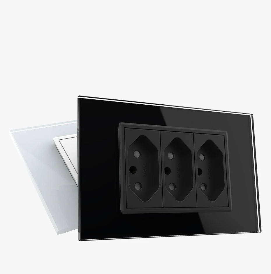 Imagem -06 - Livolo c9 Eua au Padrão 67.5 mm Luxuoso Telefone com tv Satv Aiduo Soquete Painel de Vidro Cristal Pérola Branca Tomadas de Soquete