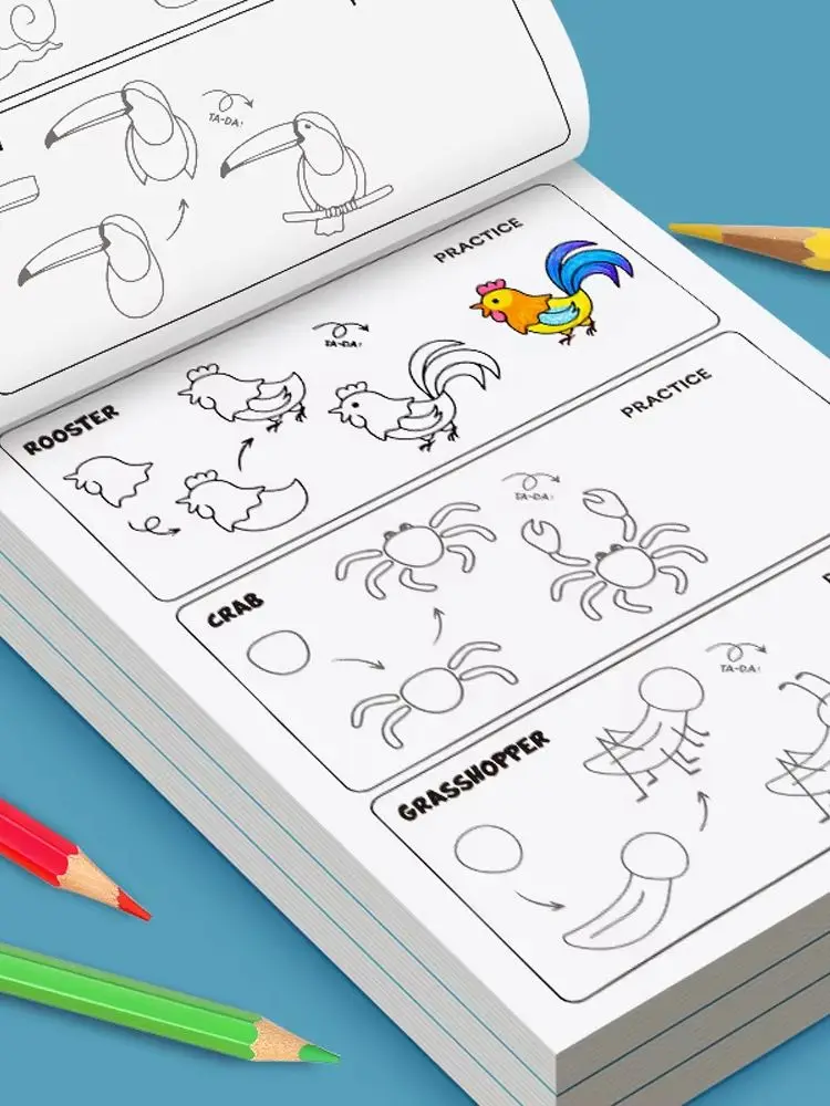 Buch zum Zeichnen von allem für Kinder – Schritt-für-Schritt-Zeichnungsanleitung mit über 300 Illustrationen, lernen Sie, zu zeichnen