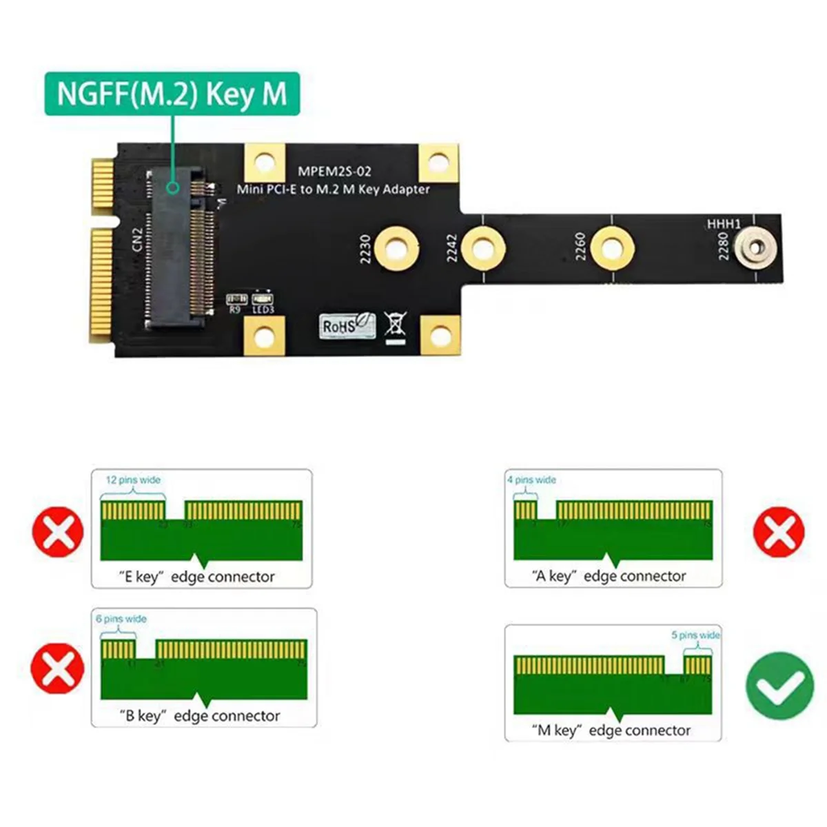 Карта адаптера AT87-NVME SSD-MINI PCI-E Многофункциональный модуль M.2 NGFF NVME KEY M — MINI PCIE