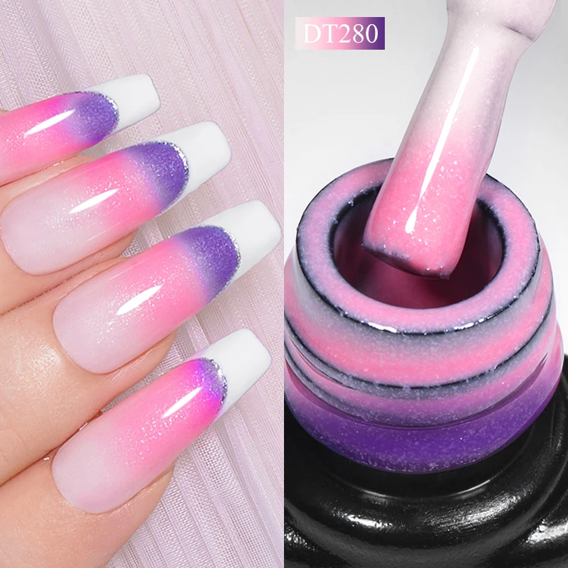 MEET ACROSS 7ml Shimmer Thermal Gel Nail Polish 3 Colors Temperature Changing Soak Off UV Gel Varnish All For Nail Art Manicure