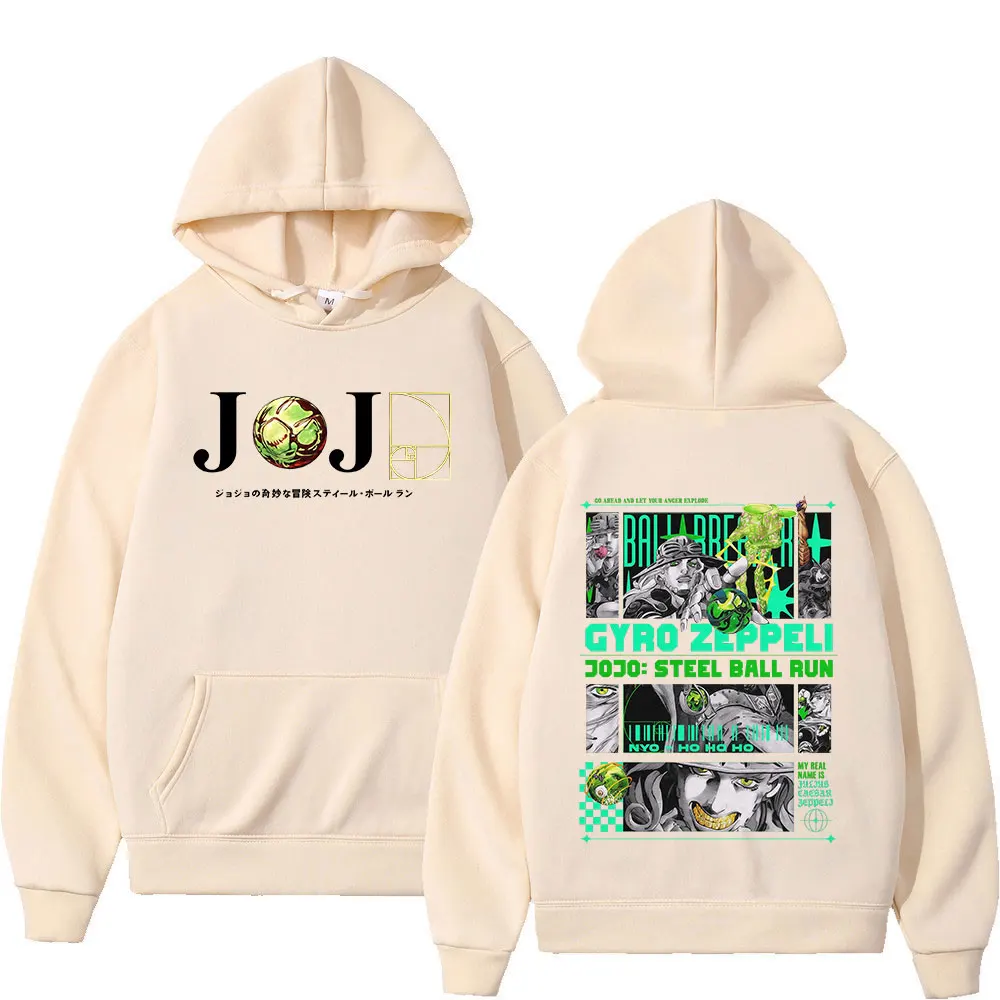 Anime JoJo Bizarre Adventure STEEL BALL RUN Gyro Zeppeli Hoodies Men's Clothing Fashion Hooded Sweatshirts Long Sleeve Pullover view 5