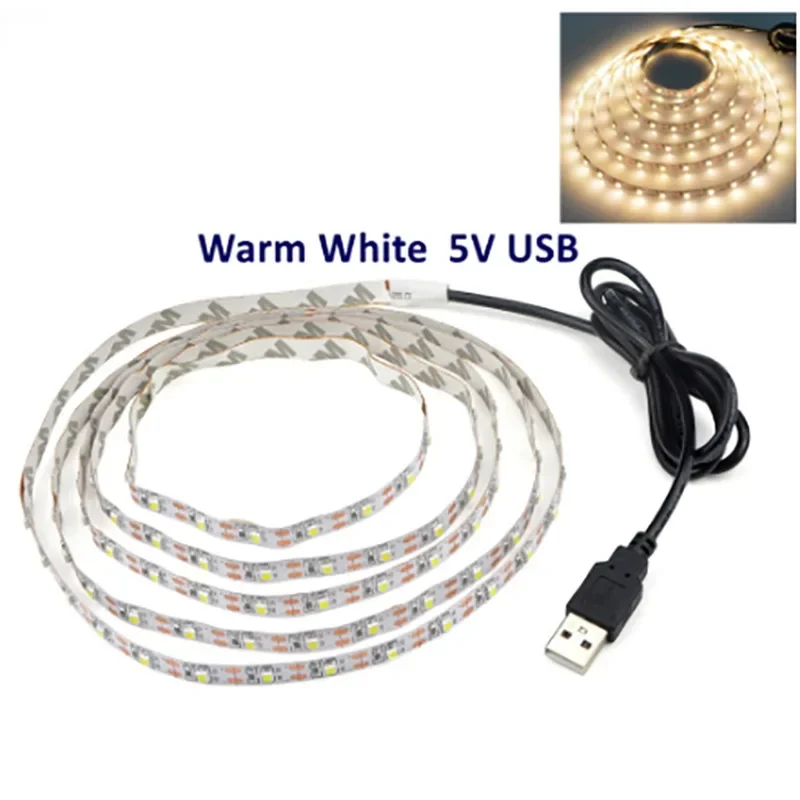 Paski LED DC 5V USB 2835 5050 Biały Ciepły Biały Tira LED Strip Light TV Background Lighting Tape Home Elastyczna Lampa Dekoracyjna 1-5m