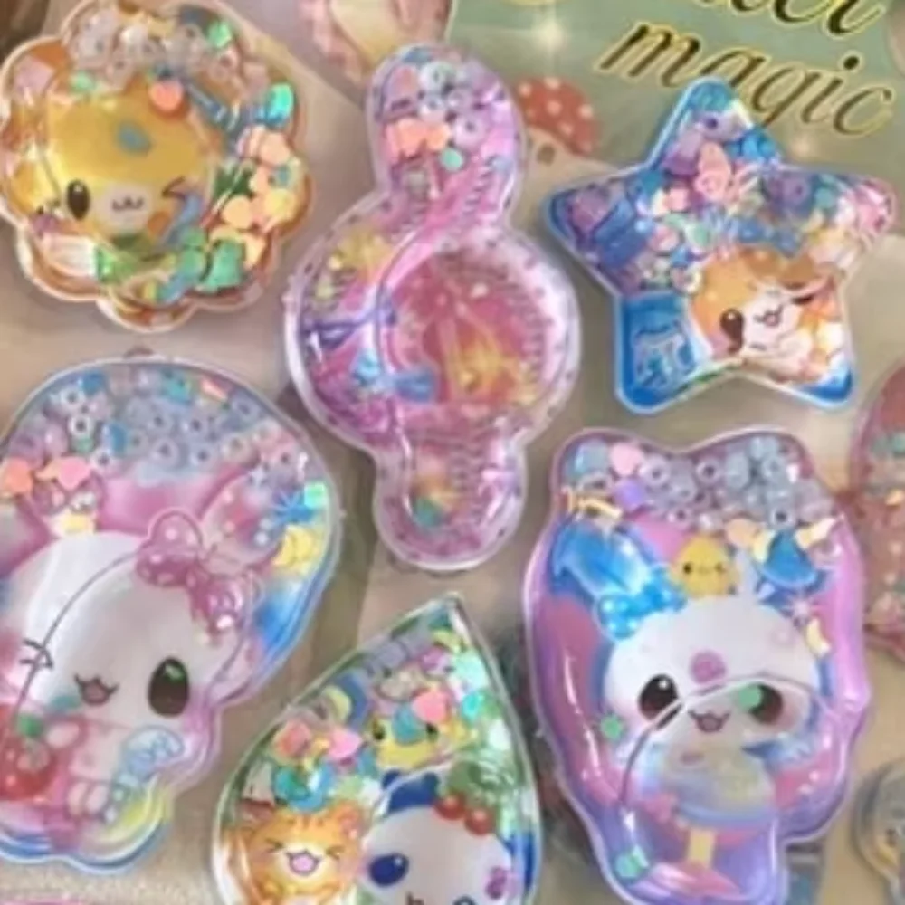 

Милый дизайн с блестками, 3D наклейка в виде встряхивания, съемная ПВХ наклейка в стиле ретро Y2K, креативный дизайн, индивидуальный дизайн, наклейка с медведем и кроликом