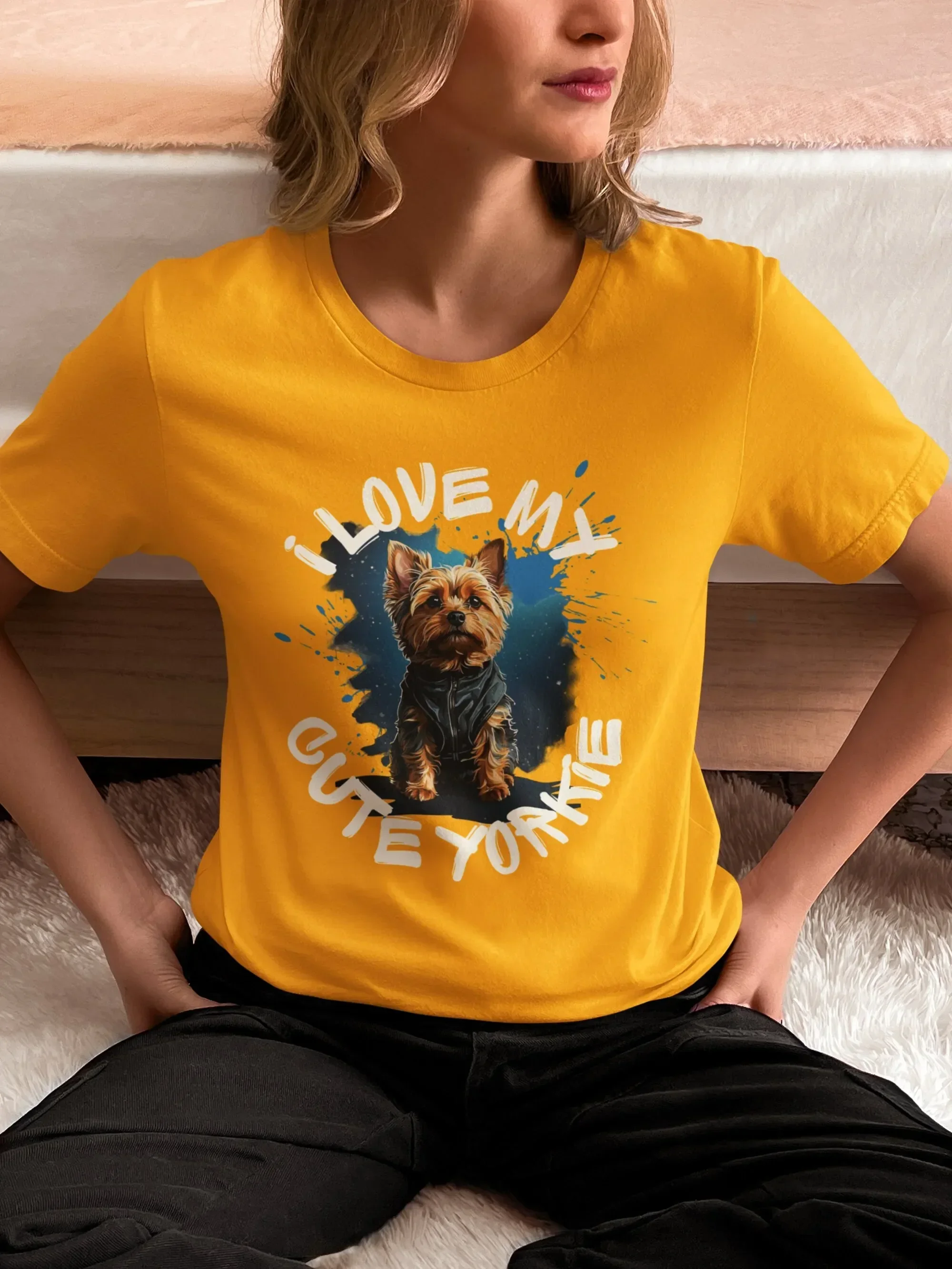 T-shirt I Love My Yorkie pour maman de chien Yorkshire Terrier, mignon et doux