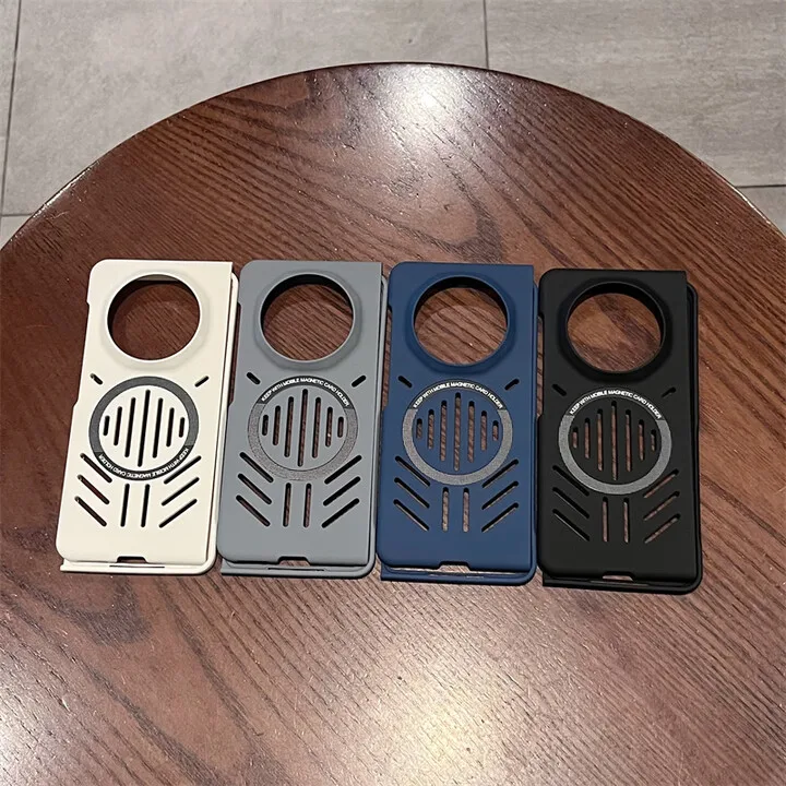 

For Huawei Honor Magic V5 Phone Case V3 Heat Dissipation Hollow Solid Color Magnetic Suction Ultra-thin Folding Protective Cover