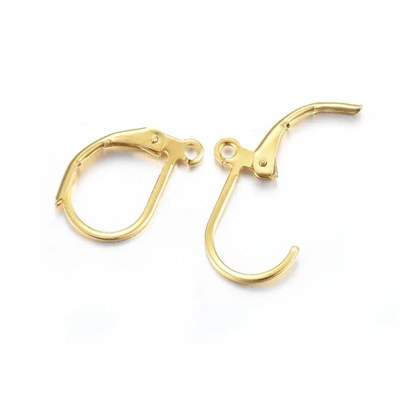 100pc 304 Stainless Steel Leverback Earring Findings Ring for DIY Material Needlework Jewellery Making  14.5x12x2mm F60