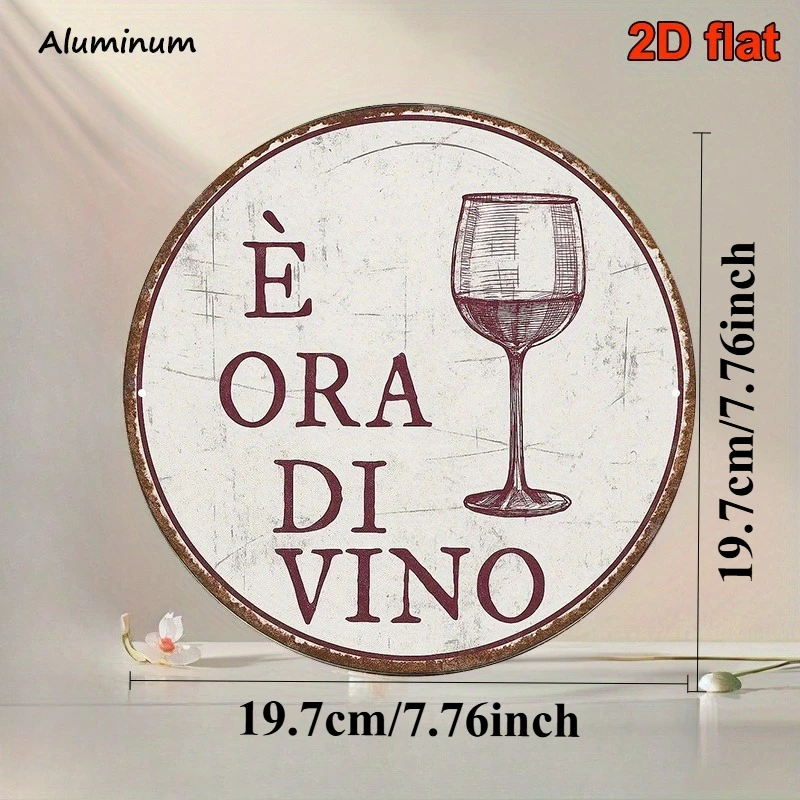 2D Flat,  Round Italian Aluminum Sign - 