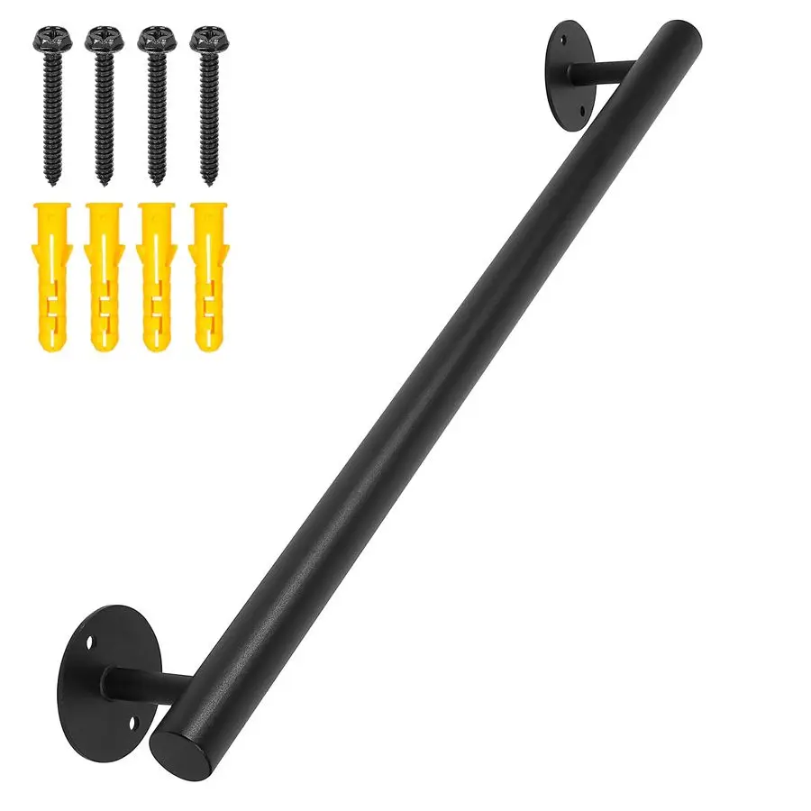 

FT Black Metal Heavy Duty Hand Rails for Indoor Stairs, 27 Inch Wall Mounted Staircase Handrail Outdoor Stair Railings Kit for G