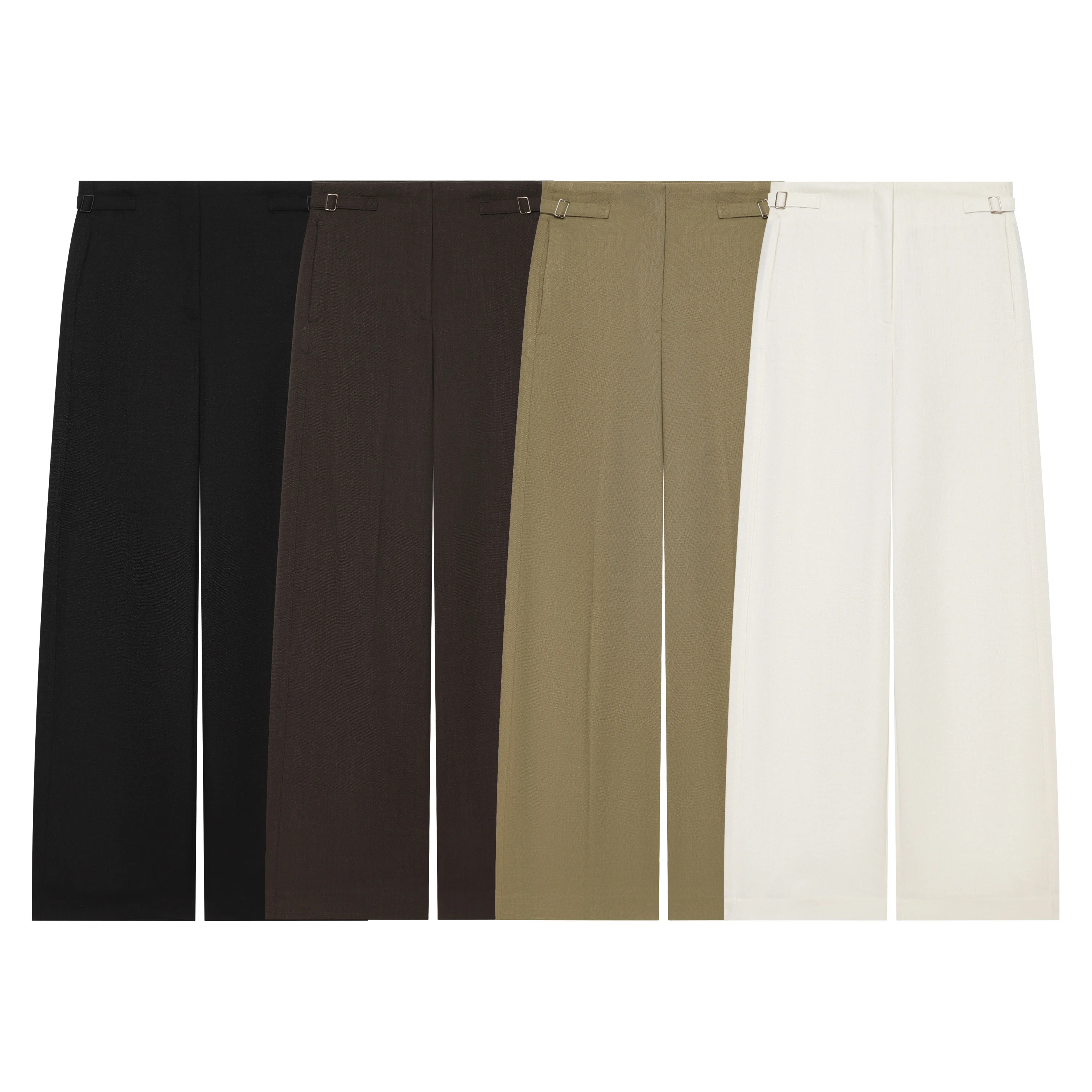 High Waist Wide Leg Pants Autumn New Style Commuter Style Invisible Hook Zipper Long Length Women's Casual Pants Polyester Fiber