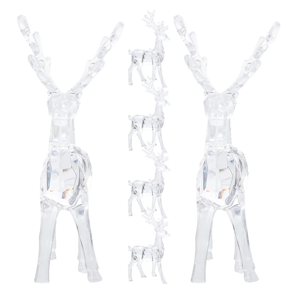 

6Pcs Transparent Reindeer Ornaments Clear Acrylic Holiday Hanging Decorations Christmas DIY Desktop Table Decor