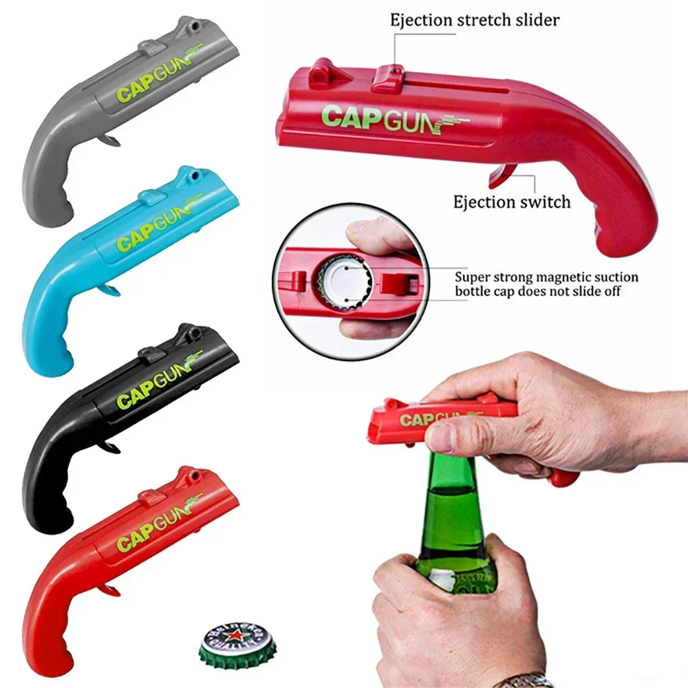 Cap Gun Beer Bottle Opener Portable Beverage Drinking Opening Gun Cap Launcher Kitchen Party Supply Bar Tool Kitchen Accessories