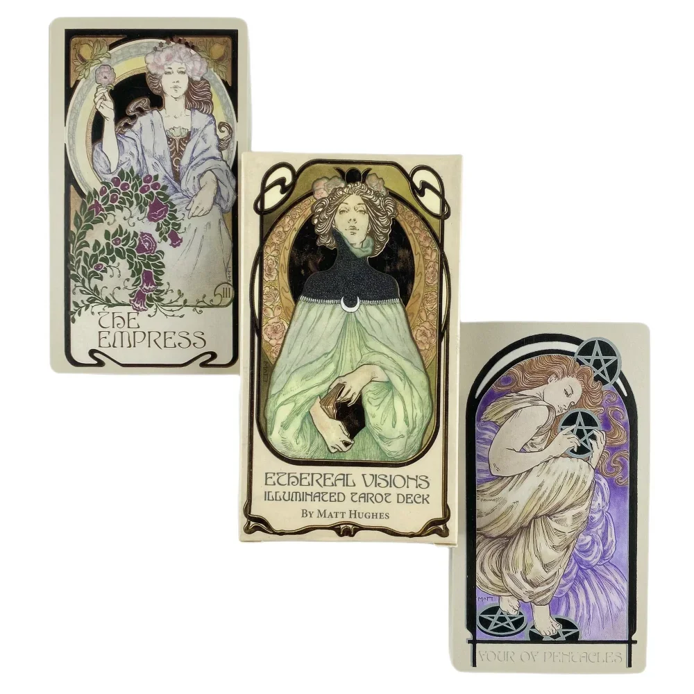 Ethereal Visions Illuminated Tarot Cards, Queen of the Moon, Seasons of the Witch Deck, Board Table Games for Party, High Quality