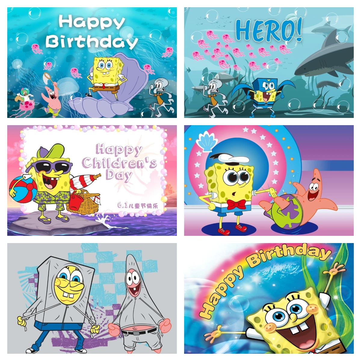 

Bandai SpongeBobs Patrick Star Poster Birthday Party Supplies Photo Backdrop Baby Shower Props Banner Background For Photography