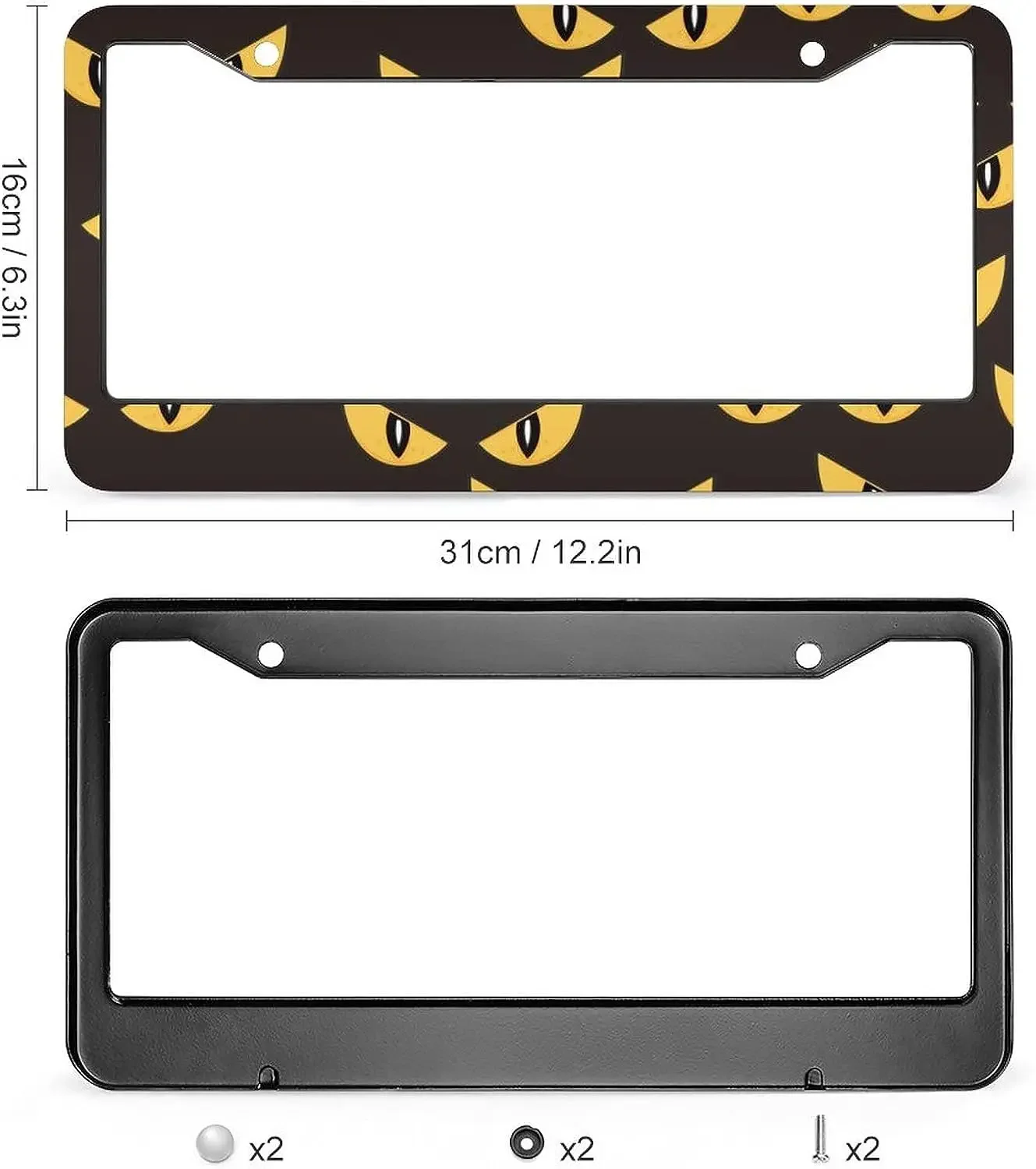 Car Licenses Plate Covers Holders Evil Eyes License Plate Frame Car Accessories with 2 Holes Universal Standard 12 x 6 inches