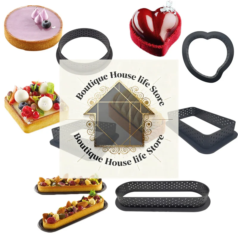 

1pcs Perforated Plastic Tart Ring Circle DIY French Fruit Mousse Cake Dessert Molds Cutter For Kitchen Pastry Decorating Tool