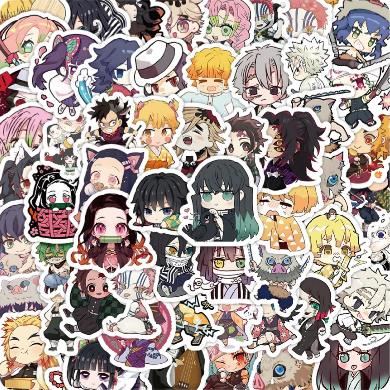 60 Demon Slayer Anime Stickers, Waterproof Cute Cartoon Stickers Featuring Nezuko and Tanjiro, Suitable for Journals, Laptops, Water Bottles, Diaries, Phone Cases, and Are Great Party Favors for Teenagers, Adults, and Anime Enthusiasts
