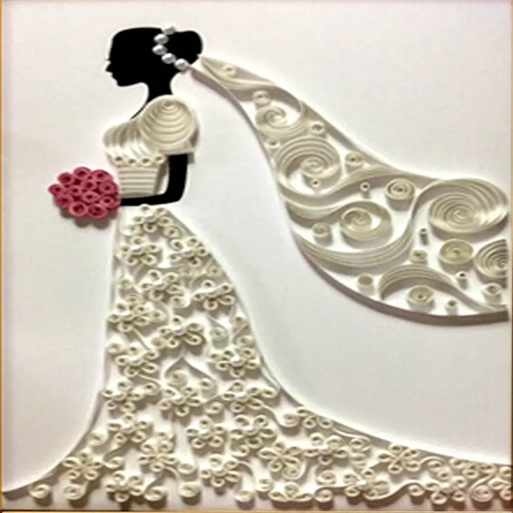 Quilling Kit With Paper Template Tools Strips for Masterpiece DIY Quilling Paper Craft Set (Bride)