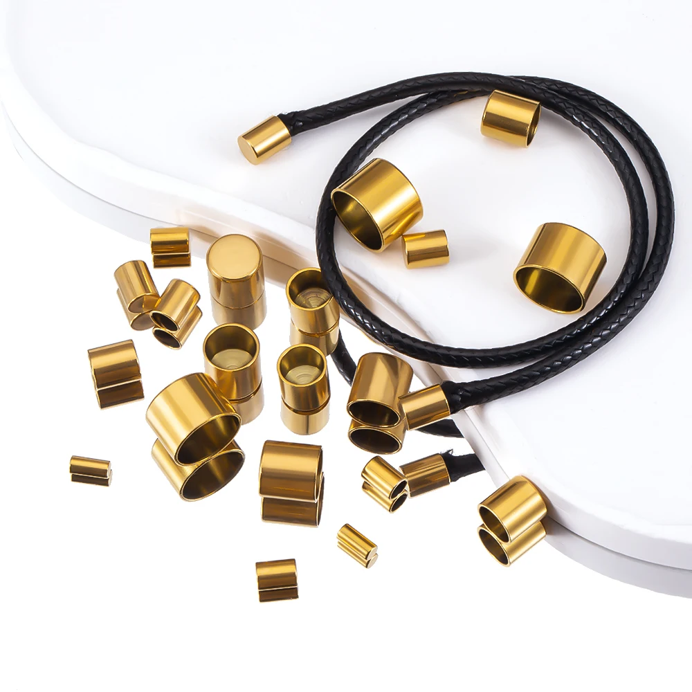 

20pcs Stainless Steel Fold Over Crimp Ends Cord Fastener End Caps for Leather Bracelets Necklaces DIY Jewelry Findings Wholesale