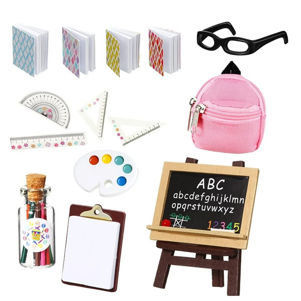 

Simulation Learning Set Mini School Supplies Kit Tools Paper Miniature Cute Backpack Adorable Bag Model Pencil Fake Toy Premium
