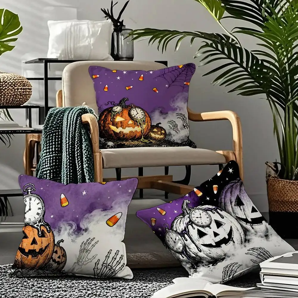 

Art Surreal Halloween Anime Pillow Case Comfort Sofa Bed Silky Elegant Invisible Zipper Custom Decorative Cushion Cover