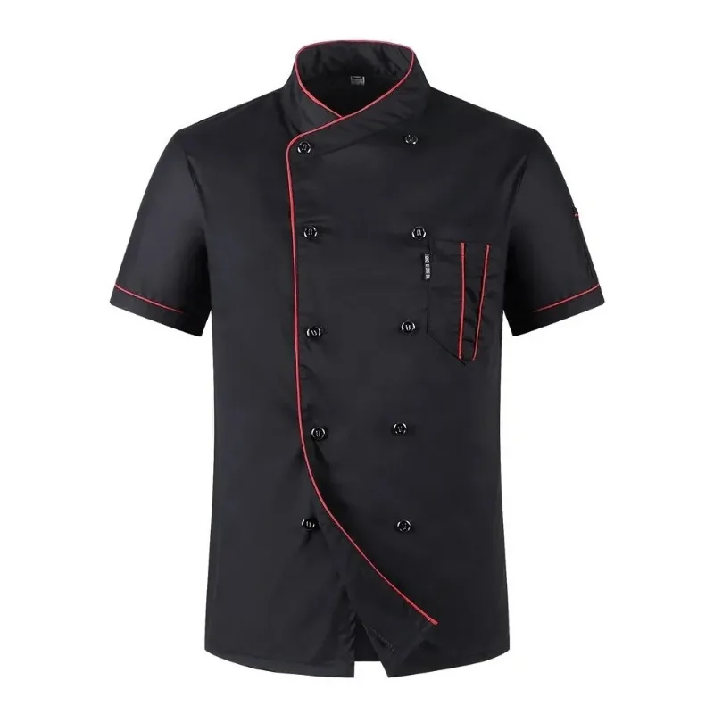 Set uniforme da chef in 3 pezzi - Completo da cucina a maniche corte con grembiule e cappello da uomo - Abbigliamento da lavoro per ristoranti per hotel