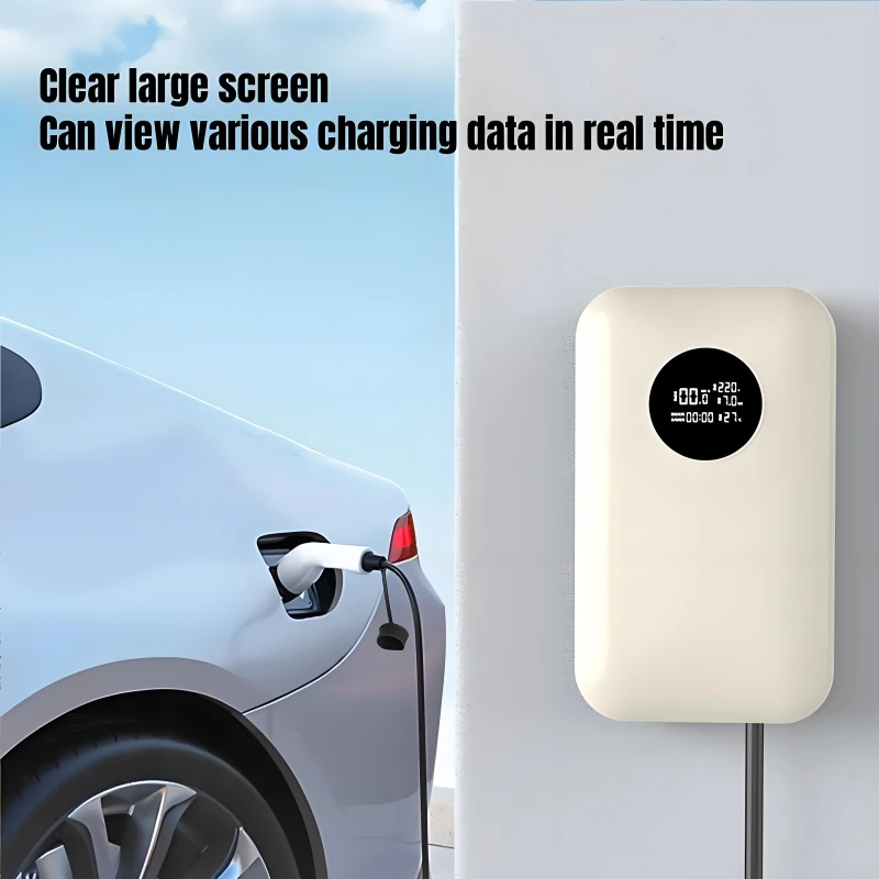 محطة شحن EV 32A 7KW شاحن السيارة الكهربائية IEC62196 J1772 GB/T شاحن EV مثبت على الحائط مع شاشة