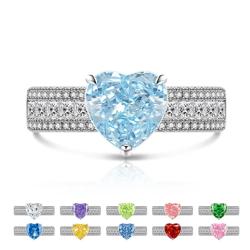 Light Luxury 925 Sterling Silver Dream Romantic Love Cut Bright High Carbon Diamond Ring Valentine's Day Gift
