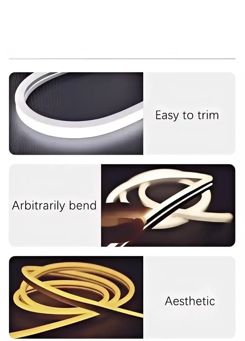LED Neon Light Strip DC 12V Waterproof Neon Sign 6X12mm Silicone Rope Lights Flexible Lamp Decoration with DC Plug/2pin Wire
