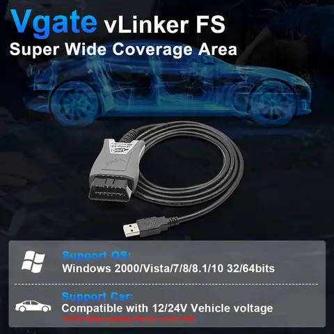 Сканер диагностики автомобиля Vgate vLinker FS ELM327 для Ford OBD2 — детальный вид товара
