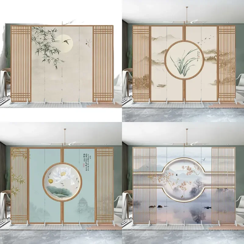 New Chinese Style Folding Screen Room Divider Solid Wood Partition for Living Room Bedroom Office Tea House Movable Privacy