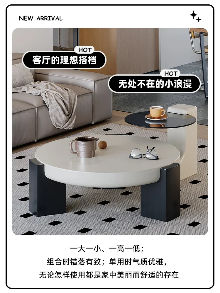 Mesa redonda de té Simple, mesa de té moderna de lujo, estilo crema, sala de estar, hogar