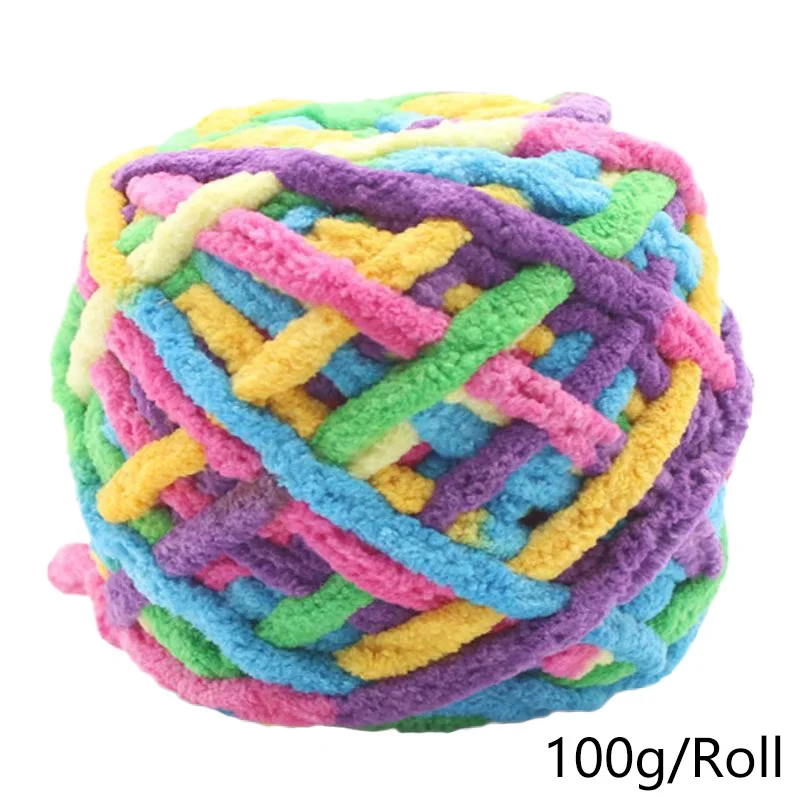 100g/roll Colorful Soft Hand Knitting Scarf Diy Polyester Blend Cotton Yarn Wool Yarn Thick Line Oven Blanket Long Yarn