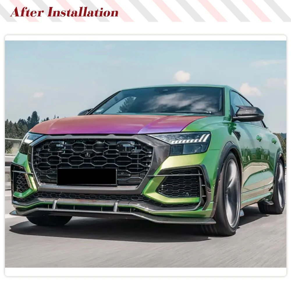 Car Carbon Fiber Front Bumper Lip Canards Spoiler For Audi RSQ8 2020-2023 Racing Car Bumper Lip RS Q8 Spoiler