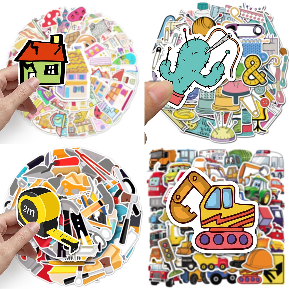 10/30/50PCS Cartoon Tool Stickers Series Creative House Graffiti Notebook Stationery Cup Luggage Skateboard Decoration Wholesale