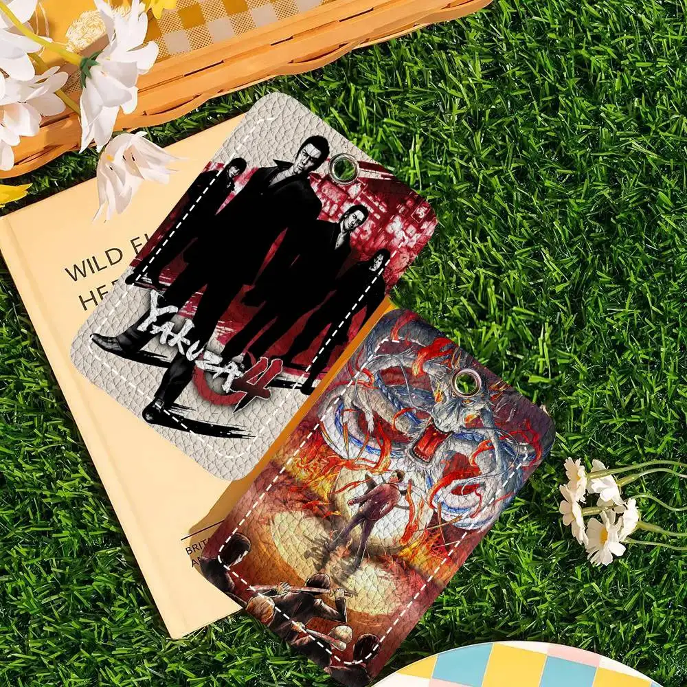 Game Y-Yakuza Like A Dragon Card Wallet With Keychain PU Leather Printed Pattern Card Holder