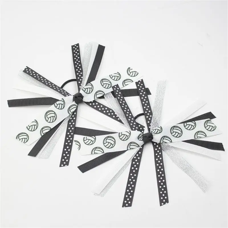 

652F Резинка для волос с рисунком футбола и волейбола. Модные повязки на голову. Резинка для волос на спортивную тематику.