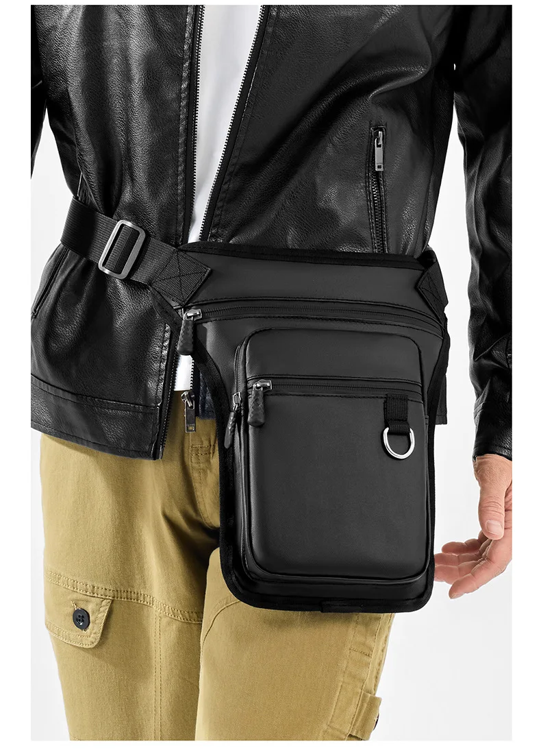 Large Size Men's Travel Leg Bag Outdoor Single Shoulder Crossbody Bags Portable PU Minimalist Waterproof Motorcycle Riding bags